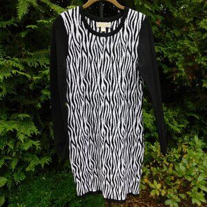 Michael Kors Zebra Sweaterdress with Contrast Sleeves Sz-S